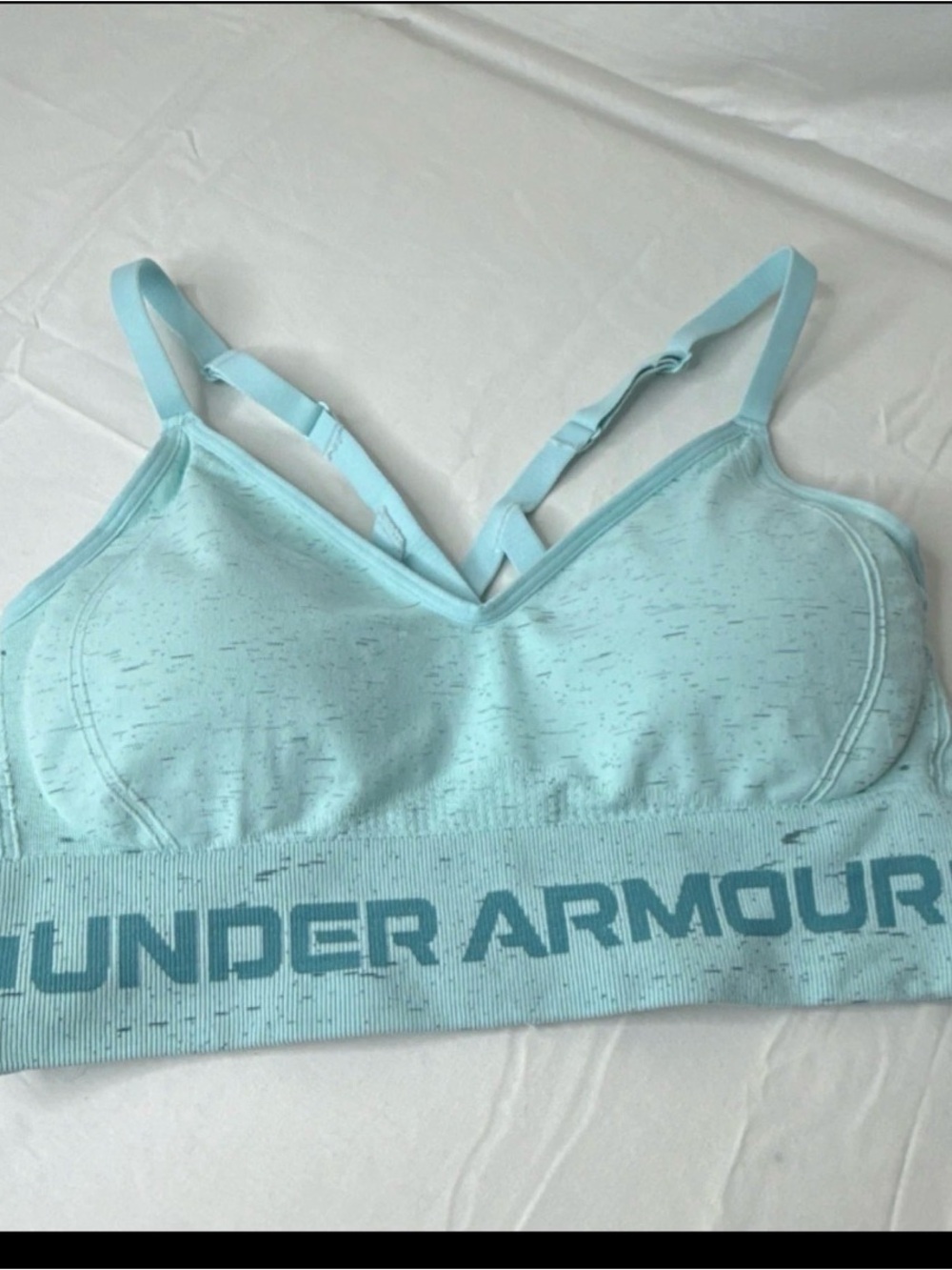 Under Armour Women's Compression Sports Bra Light Blue L Crossback Pullover